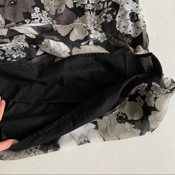 Floral Strappy Maxi Dress Womens size Small V-neck Tie back Beaded Sequins - Picture 10 of 14